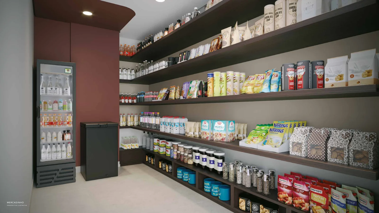 Mercadinho autônomo dentro do condomínio Nova Leopoldina, em Ramos